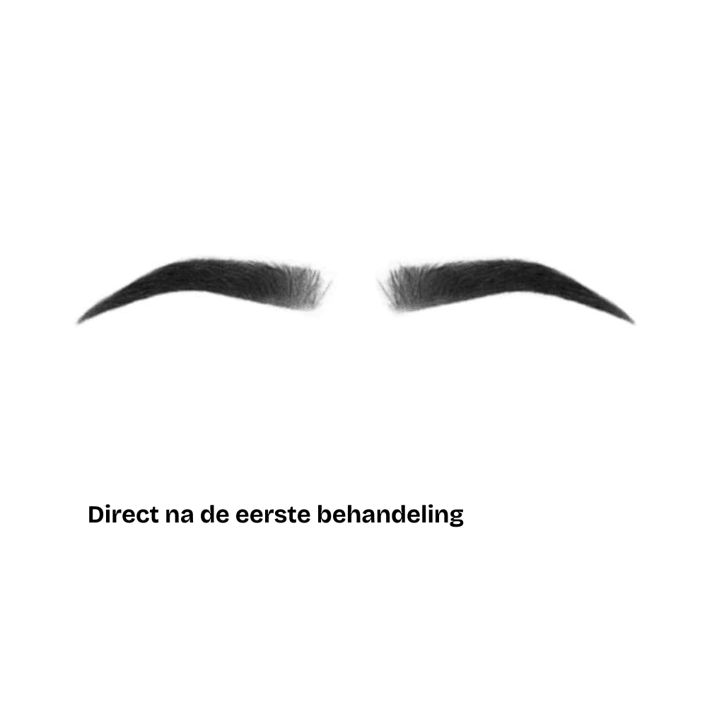 Een close-up van wenkbrauwen gestyled met poederwenkbrauwen bij een beautysalon.